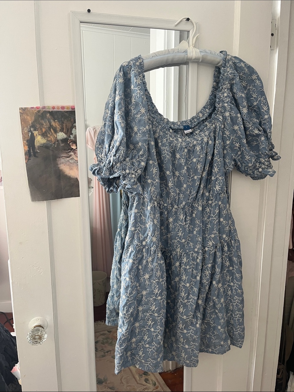 Old Navy Blue Floral Smocked Puff-Sleeve Mini Dress